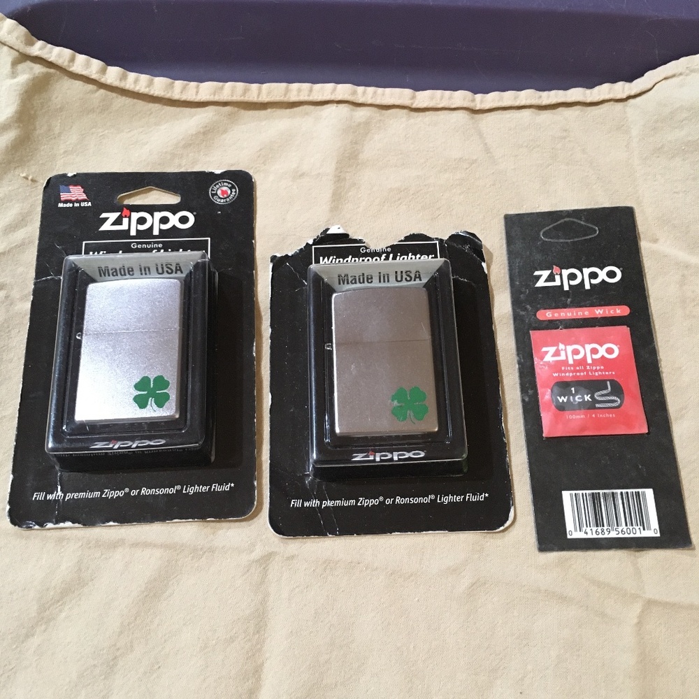 Set of two Zippo (unopened) lighters with replacement wick